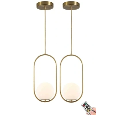 Image de HHOZsafety Suspension à Batterie Rechargeable intensité Variable et programmable pour îlot de Cuisine Lustre Suspendu Piles avec télécommande Luminaire Plafond Moderne Salle Man