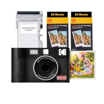 Image de KODAK Mini Shot 2 Era Cadeau Noel 4PASS in 1 Appareil Photo Instantané et Imprimante Portable (5,3x8,6cm) (Appareil + Paquet avec 68 Feuilles, Noir)