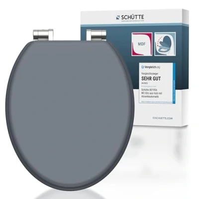 Image de SCHÜTTE 80102 A abattant de WC Spirit Grey avec frein chute en MDF Très grande résistance au poids, testée jusqu&#039;à 150 kg Gris