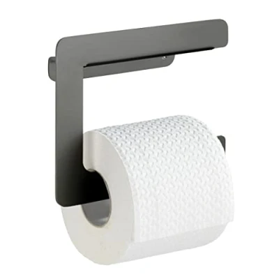 Image de WENKO Dérouleur Papier WC Montella Porte Rouleaux de à Visser, Inoxydable, Aluminium, 17 x 14 5.5 cm, Anthracite