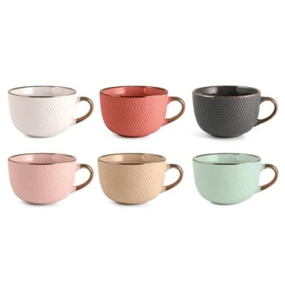 Image de H&amp;h set 6 tazze colazione dots in colori assortiti cc 510
