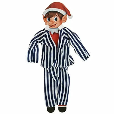 Image de Elves Behavin Badly Elf Nightware Pyjama rayé bleu elfe