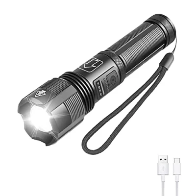 Image de WESLITE Lampe Torche LED Puissante, XHP70.2 Rechargeable 6000 Lumens de Poche avec Indicateur Puissance Zoomable 5 Modes pour le Camping Pêche Randonnée(Batterie Incluse)