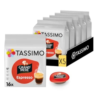 Image de TASSIMO, 80 dosettes Café Espresso Grand&#039;Mère, Compatibles avec les machines Cafés Riches et Intenses, 5 packs de 16 (L&#039;emballage peut varier)