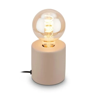 Image de BRILONER lampe de table avec interrupteur à fil, pied céramique, E27, max. 10W, chevet, bureau, salon poser, salon, 10x10,3 cm, beige