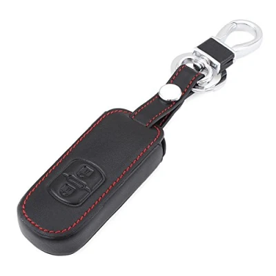 Image de Happyit Cas de Couverture Clé Voiture en Cuir Porte clés pour Mazda 2 3 6 CX 5 CX5 Axela Atenza 7 9 MX5 Boutons Intelligent Trousseau (Noir)