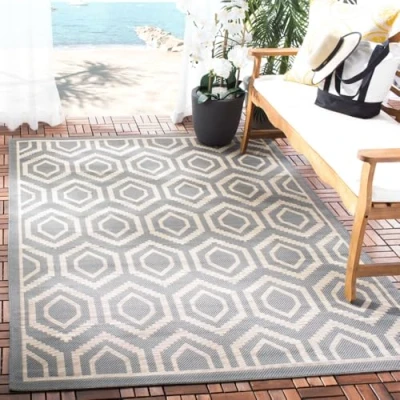 Image de Safavieh Grand Tapis de Salon rectangulaire pour Une Utilisation en intérieur, Polypropylène, Gris Anthracite/Beige, 160 X 230 cm
