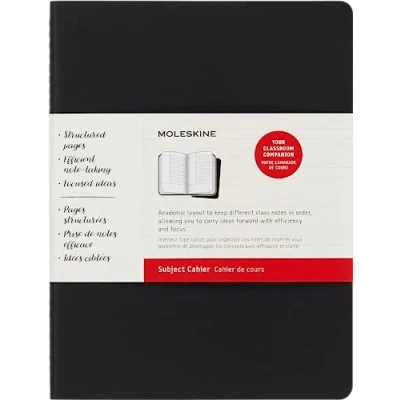 Image de Moleskine Subject Cahier Journal Set of 2 Notebooks Cardboard Cover Academic Layout Size Extra Large 19 x 25 cm Colour Black &amp; Kraft Brown 160 Pagine