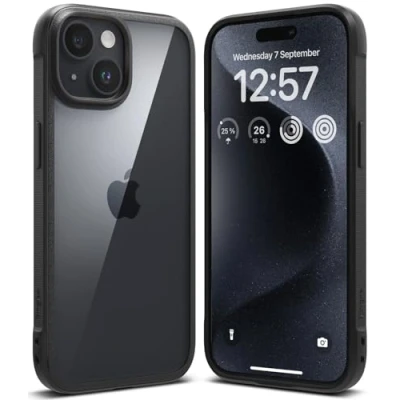 Image de Ringke Compatible avec Coque iPhone 15 [Fusion] Anti Jaunissement Transparente Clear Rigide Polycarbonate Back TPU Souple Bumper Étui Antichoc de Protection Bold Black