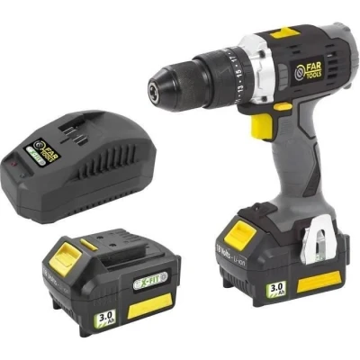 Image de Fartools XF IMPACT Perceuse percussion/Visseuse sans fil 18V 2 batteries 3,0Ah Li ion, 40Nm max, mandrin métal 13mm, chargeur rapide&amp;mallette