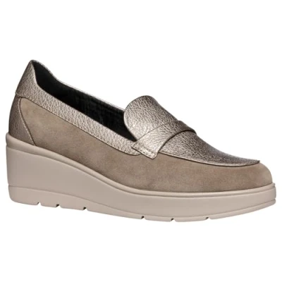 Image de Geox D ILDE Escarpins compensés, Femme, Taille: 37, Taupe Cuir / matière synthétique