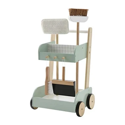 Image de VERTBAUDET Chariot de ménage en Bois Vert TU