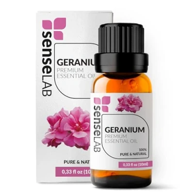 Image de SenseLAB Huile essentielle de géranium naturelle 100% pure qualité thérapeutique pour diffuseur d&#039;aromathérapie et humidificateur le soin la peau (10 ml)