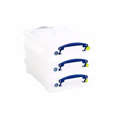 Image de Really Useful Box Lot de 3 boîtes rangement 4 l Pour papier A4 Transparent