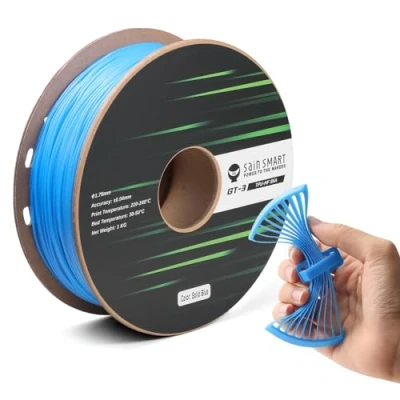 Image de SainSmart TPU Filament 1,75 mm GT 3 flexible pour imprimante 3D impression haute vitesse 500 mm/s Résistant aux UV Bleu Bobine de 1 kg Précision dimensionnelle +/ 0,04