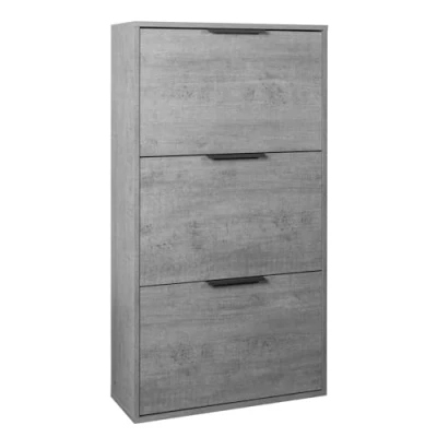 Image de Composad Étagère à Chaussures de la Ligne Espresso Double Profondeur, avec 3 Rabats Rangement Dimensions : 65 x 119,5 25 cm, Couleur Gris Ciment, fabriqué en Italie