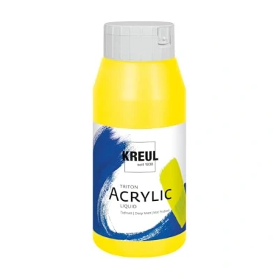 Image de Kreul 17001 Solo Goya Triton Peinture Acrylique Jaune Clair véritable, Flacon de 750 ML, séchage Rapide et Mat, à Base d&#039;eau, qualité Studio, Bon Pouvoir Couvrant rendement
