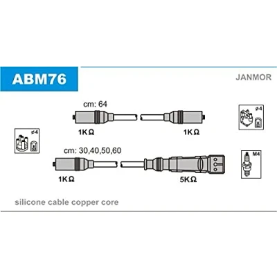 Image de JANMOR ABM76 Jeu De Fils d&#039;Allumage VOLKSWAGEN: Passat B3/B4 Berline