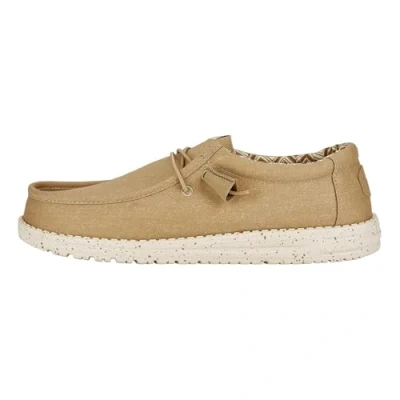 Image de HEYDUDE Wally Canvas Chaussures pour Hommes Baskets avec Semelles Confortables Style Mocassin, Tan, 41