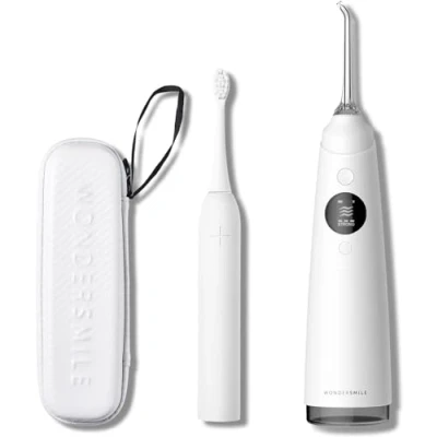 Image de Wondersmile Hydropulseur PRO Vainqueur du test 2024 100 jours sans risque Technologie SmoothFlow pour un soin optimal des dents et gencives Avec 5 modes (All White Oral Care Spar Set