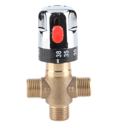 Image de mitigeur thermostatique, thermostatique en laiton massif à 3 voies Robinet de réglage la température pour système douche