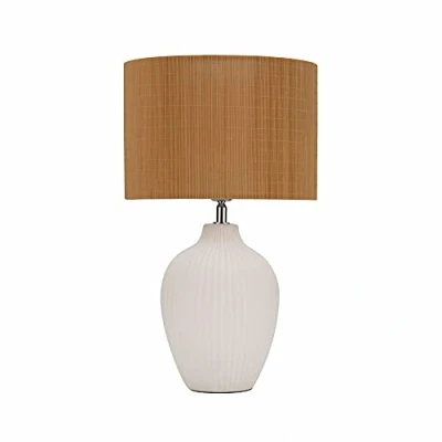 Image de Pauleen 48231 Lampe à Poser Timber Glow 20 Watts Max. Beige, Blanc, Bambou, céramique E27, Bambus