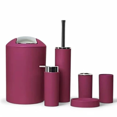Image de GMMH Set de 6 Accessoires Salle Bain avec Distributeur Savon, Brosse WC et (Design 2a)