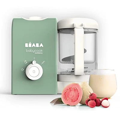 Image de BEABA, Babycook Express, Robot Bébé 4 en 1 Mixeur Cuiseur, Cuisson Express 15min, Mixage sur mesure, Vapeur Douce et Saine, Décongélation, Texture Homogène, Capacité 250 ml, Vert Sauge