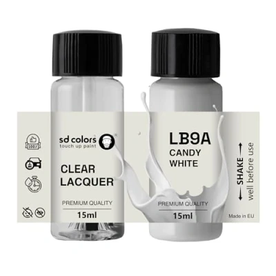 Image de SD COLORS Peinture de retouche LB9A Blanc bonbon 15 ML Pour réparer les rayures et éclats Code couleur (juste peindre)
