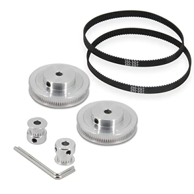 Image de Zeberoxyz 2 pièces ensemble GT2 roue synchrone 20&amp;80 dents 6.35mm alésage poulie de distribution en aluminium avec longueur 250mm largeur 6mm ceinture (20 80T 6.35B 6)
