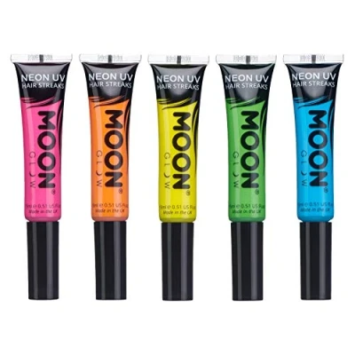 Image de Moon Glow Bandes de Couleur cheveux UV néon Mascara capillaire Teinture lavable temporaire brillante, brille sous un éclairage UV, vert, 15 ml