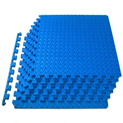 Image de ProsourceFit Puzzle Exercise Mat ½ in, EVA Interlocking Foam Floor Tiles for Home Gym, Workout Equipment, Padding Kids, Blue, 24 in x Sq Ft 6