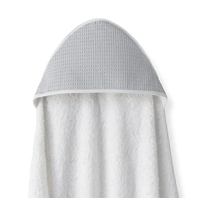 Image de Cape de bain Bébé a capuche, Tablier, mains libres, Nido abeja Blanc/Gris