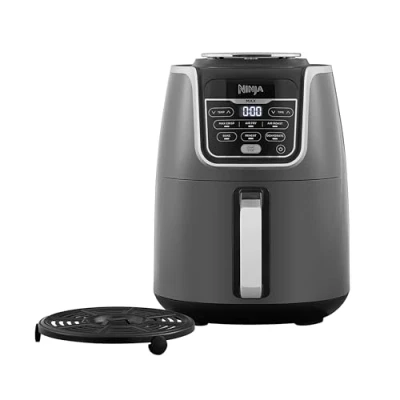 Image de NINJA Air Fryer Max Familiale, 5,2L, 6 en 1 Digitale Sans Huile, Fry, Crisp, Rôtir, Cuire, Déshydrate, Cuisine avec des Surgelés, Panier Antiadhésif va au lave vaisselle, Gris/Noir, AF160EU