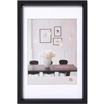 Image de walther design cadre photo noir 18 x 24 cm avec passe partout, en plastique style acier ES824B