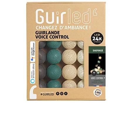 Image de GuirLED Guirlande lumineuse wifi boules coton LED USB Commande Vocale Maison connectée Amazon Alexa &amp; Google Assistant Adaptateur secteur 2xUSB inclus 24 2.4 Sauvage