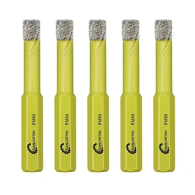 Image de Foret Diamant Sec Set 5 pièces 8mm Trépan avec Queue Hexagonale pour Céramique Porcelaine Granit Marbre Quartz Pierre Artificielle SANLEETEK