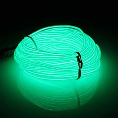 Image de fil LED fluorescent lumineux en EL flexible 10 m de corde fluo étanche, bande stroboscopique pour décoration fête (jaune) (1 pièce)