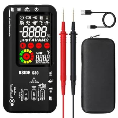 Image de BSIDE Multimètre Numérique Intelligent Testeur Électrique à Double Alimentation avec Thermomètre IR 9999 Comptes de Diode LED Capacitance Automatique Tension Courant Ohm Continuité