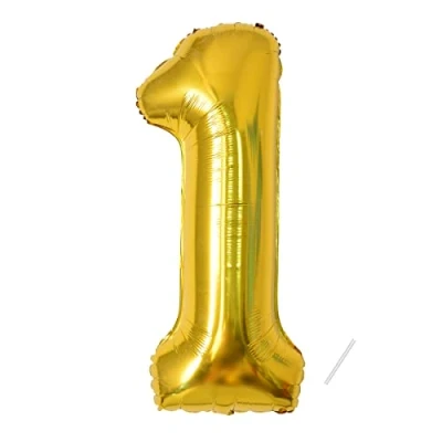 Image de Ballon d&#039;anniversaire numéro 1 ans d&#039;or géant en 40&quot; 101cm Décoration .S&#039;envole avec de l&#039;hélium