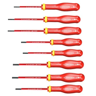 Image de Facom ATD.J8VE Jeu de 8 Tournevis Protwist isolés 1000 Volts pour vis à fente et cruciformes POZIDRIV Pièces