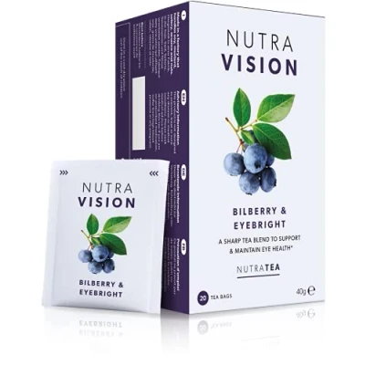 Image de NutraVision thé de soutien pour les yeux contre la fatigue oculaire Avec myrtille et euphraise 40 Sachets enveloppés par NutraTea Tisane (2 paquets)