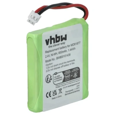 Image de Batterie Ni MH 600mAh, 2.4V pour téléphone T COM Sinus A201 et BT Verve, remplace Les modèles 5M702BMX / GP0827 GP0845