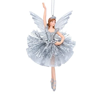 Image de Gisela Graham D�coration de No�l � suspendre en forme f�e Argent� 15 cm