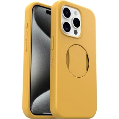 Image de OtterBox OtterGrip Symmetry Coque pour iPhone 15 Pro avec MagSafe, résistante aux Chocs et Chutes, Grip intégré, testée 3X Normes MIL STD 810G, Jaune