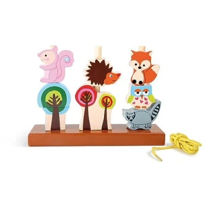 Image de Small Foot 5872 Jeu à emboiter animaux de la foret &quot;Automne&quot; en bois, avec arbres et colorés, partir 1 an