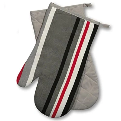 Image de Gant de Four, Cuisine, rayés, Gris, 1 Paire, résistants à la Chaleur jusqu&#039;à 250C, Produit testé et certifié dans l&#039;UE