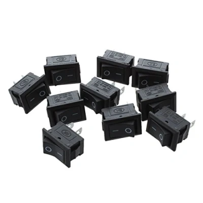 Image de (R) 10 Pcs SPST Mini Noir 2 broches interrupteur a bascule 125V 10A 250V 6A