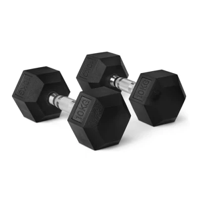 Image de Amazon Basics haltères hexagonaux recouverts de caoutchouc set, 10 kg, Noir