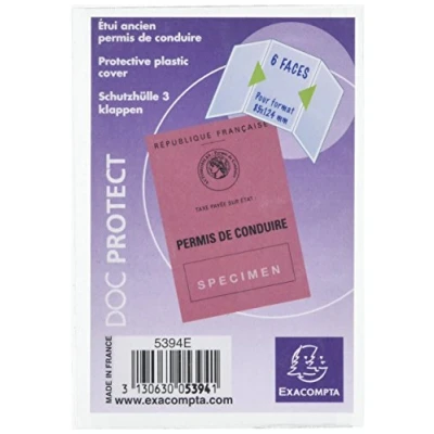 Image de Exacompta Réf. 5394UE 1 étui de protection 3 volets pour carte mutuelle, jeune au format inférieur à 12,5 x 26,4 cm déplié 6 faces en PVC lisse Usage intensif Couleur cristal